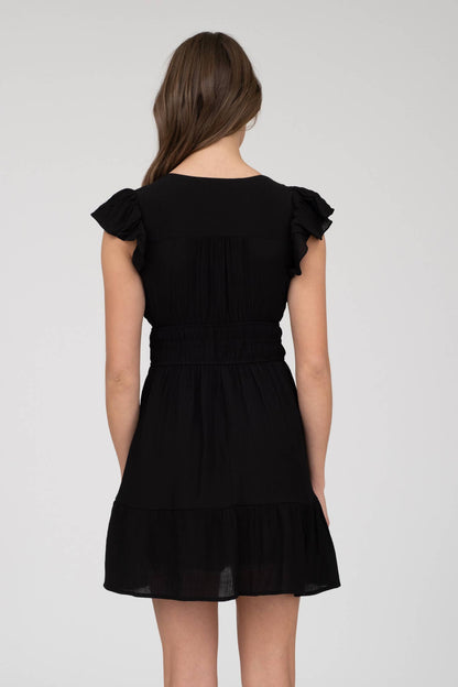 Ruffle Mini Dress - Black