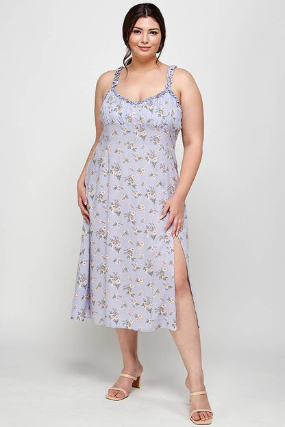Plus Size Dress Floral Midi