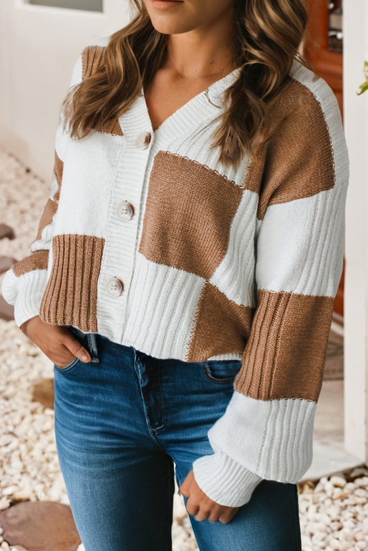 Charli Checkered Cardigan