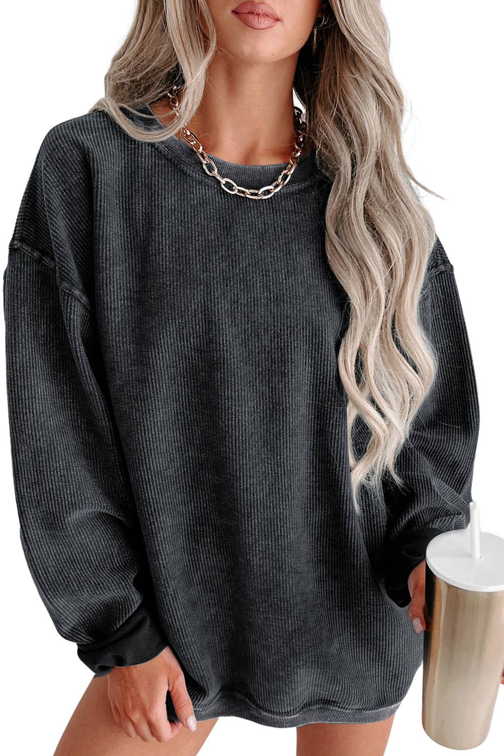 Leah Knit Pullover - Gray