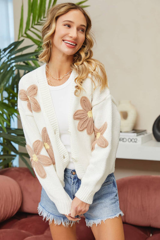 Floral Patch Sweater Cardigan