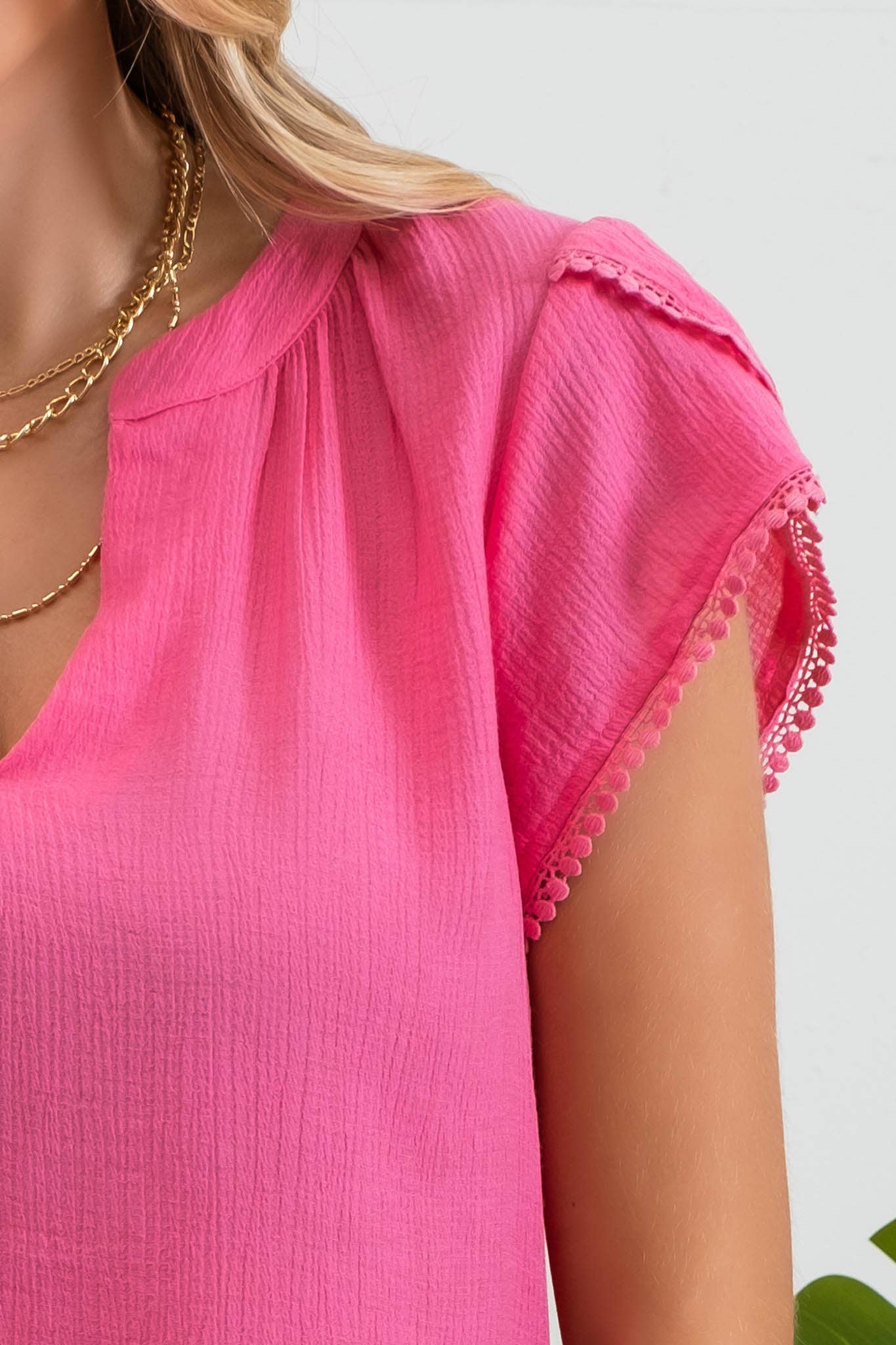 Tara Tassel Sleeve Blouse - Fuchsia