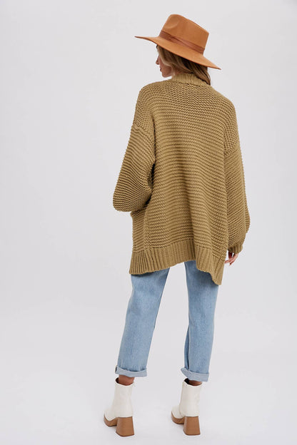 Chunky Knit Cardigan - Olive