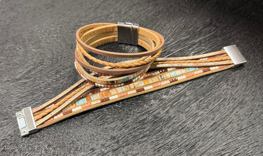 Multi Layer Wrap Bracelet - Brown